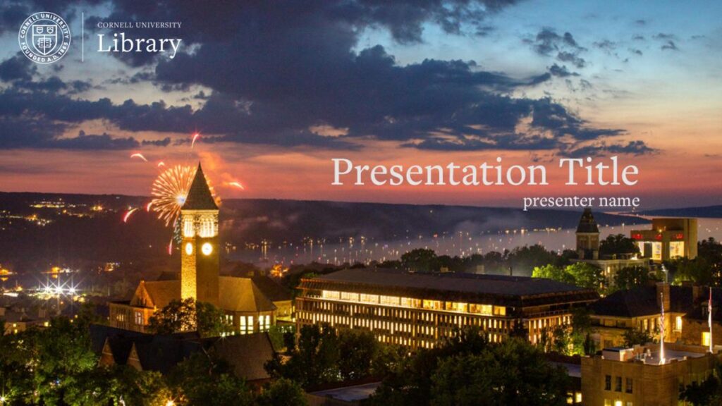 PowerPoint cover slide with Cornell University at sunset