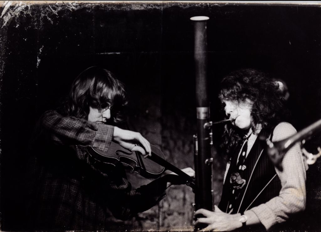 Annemarie Roelofs and Lindsay Cooper performing. From the Lindsay Cooper Digital Archives.